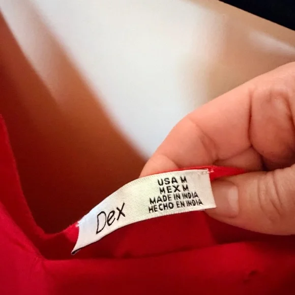 Dex tiered strap tie eyelet midi dress red size M - Picture 5 of 5